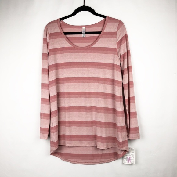 LuLaRoe Tops - LULAROE Lynne Pink Striped Top NWT in Medium
